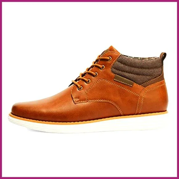 Water-Resistant PU Leather Chukka Boots with Lace-Up Closure